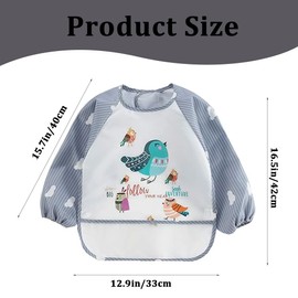 Bibs for Weaning, Pack of 4 Baby Bibs with Long Sleeves with Large Pocket, Waterproof Children's Bibs Baby Bibs Set, Bibs for Breastfeeding, Waterproof and Easy to Clean
