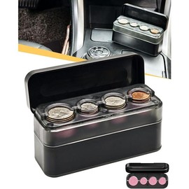 Car Change Organizer Coin Holder for Larger Capacity - Universal Storage Coin Money Dispenser for Most Car Truck Accessories - Colour: BLACK + PINK, Size: 1 Pack