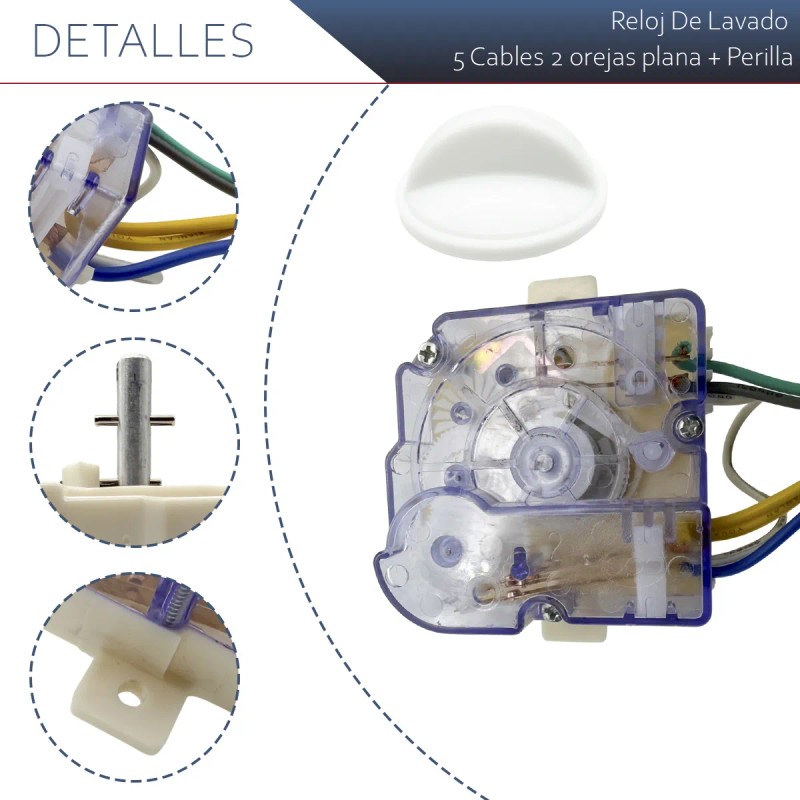 Reloj De Lavado 5 Cables Con Puente 2 Orejas Plana