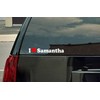 Stickermatic I Love Samantha Vinyl Decal - White with a red heart