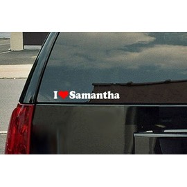 Stickermatic I Love Samantha Vinyl Decal - White with a red heart