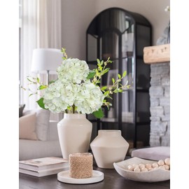 White Artificial Hydrangea Flowers 18.8 Inch Long with 6 Inch Full Realistic Bloom Lifelike Silk Faux Hydrangea Stems for Wedding Bouquet, Table Centerpieces, Party Decor, Home Indoor Decoration