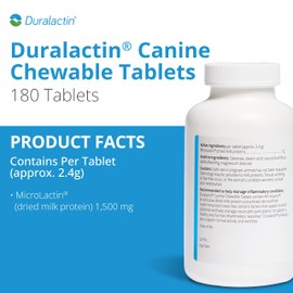 PRN Pharmacal Duralactin Canine Chewable Tablets - Joint Health Supplement for Dogs and Puppies Supports Reduced Inflammation - Vanilla-Flavored Tablets Containing Dried Milk Protein - 180 Canine Chews
