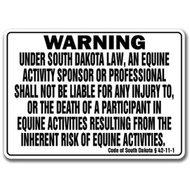 South Dakota Equine Sign Activity Liability Warning Statute Horse Barn Stable