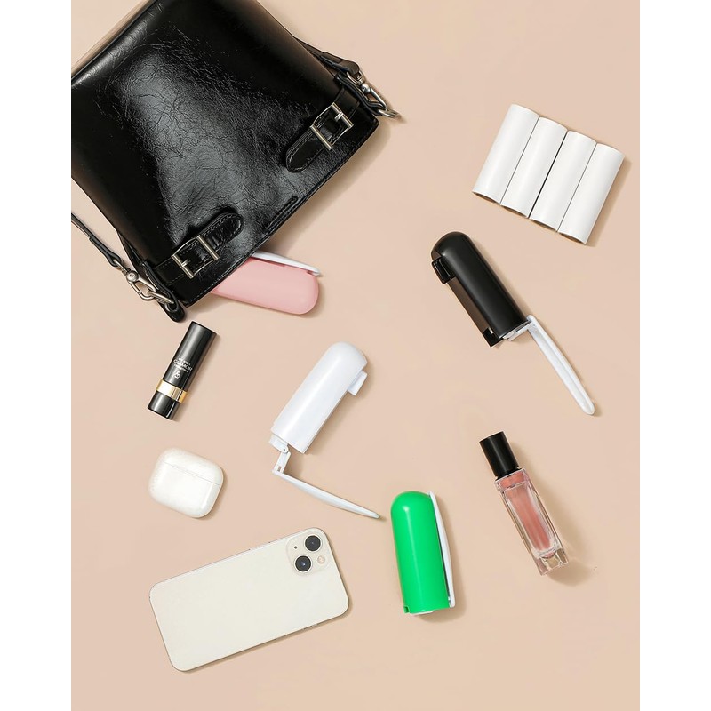 Mini Travel Lint Roller with Cover and 4 Refills Total