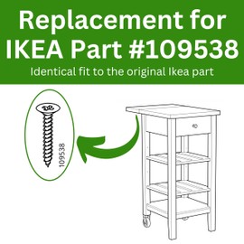 Spare Hardware Parts Replacement for IKEA Furniture Screw Chipboard Countersunk Screw TFX - Part #109538 | Chipboard Screw M4.0-1.8×20 Full Thread with PZD2 Recess| Pack of 20
