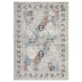 MilleLoom 5x7 Area Rugs Machine Washable Rug Stain Resistant Non-Shed Carpet Lightweight Vintage Print Vintage Floor Cover, Low Pile Mat for Living Room Bedroom,5x7