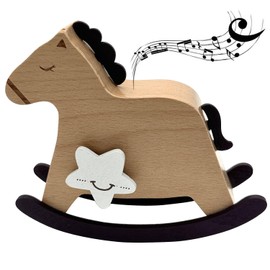 Pursuestar You are My Sunshine Wooden Rocking Horse Wind Up Music Box, YunSheng Mechanism Movement Musical Gift for Women Girls Boys Children Birthday