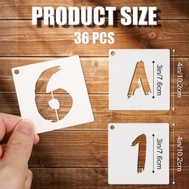 36pcs Letter Stencils Kit for Painting, Letter and Number Templates with Metal Ring Reusable Uppercase Alphabet Stencils for Wall Chalkboard Fabric Wood Signs Rock Plant DIY Craft (3 Inch)