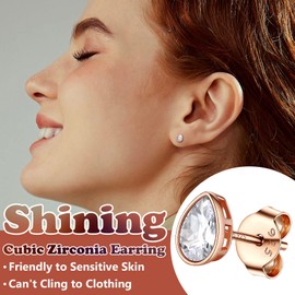 Silvora S925 Silver Cubic Zirconia Earrings, Sparkling Teardrop Shape/Rectangular/Rhombus Zirconia Stud Earrings in White/Black with Zircon 4 mm/5 mm/7 mm Sparkling Diamond Stud Earrings in Facet