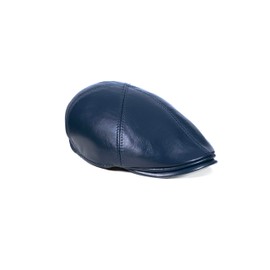 METELLINO - Gorras de hiedra de piel de oveja auténtica de 6 paneles, gorra Newboy para hombre, Azul oscuro, 0