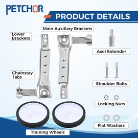 PETCHOR Variable Speed Bicycle Training Wheels, Multi-Speed Kids Stabilizers Mounted Kit Compatible with 18, 20, 22" Bikes, 1 Pair (Sliver)