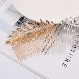 Leaf Hair Comb Wedding Bridal Hair Pieces for Women Bride Hairpieces for Wedding Hair Accessories for Bridesmaid Head Pieces Pins for Long Thick Hair (Gold)