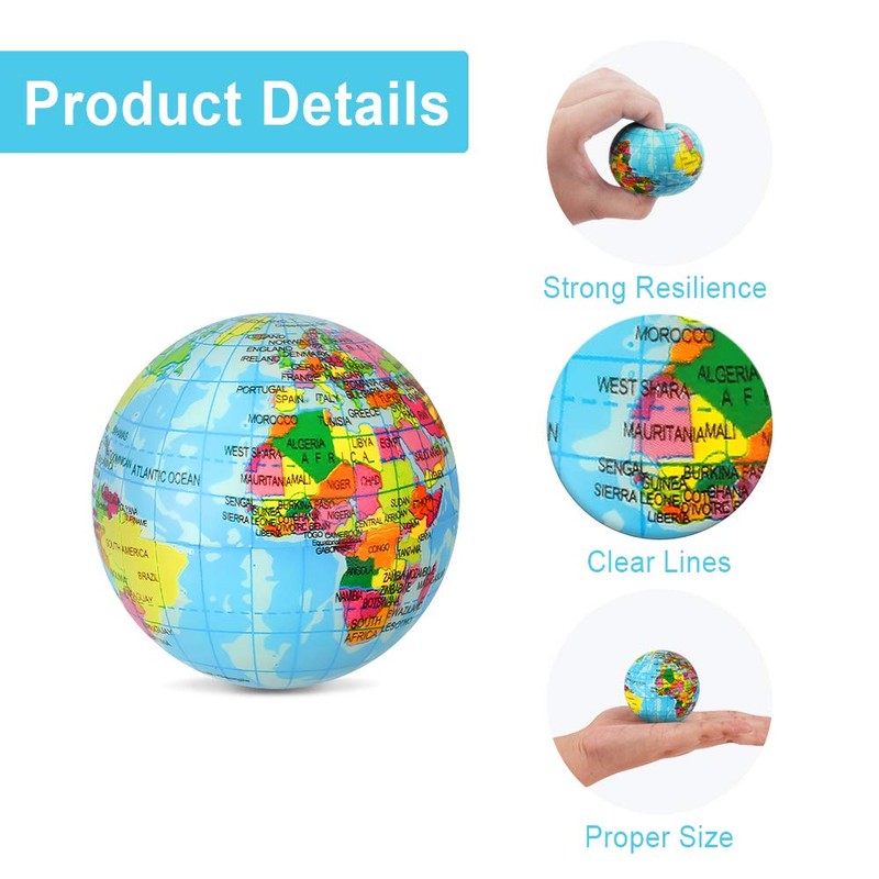 Kulannder Globe Stress Balls, 12 Pack Mini Foam World Globe