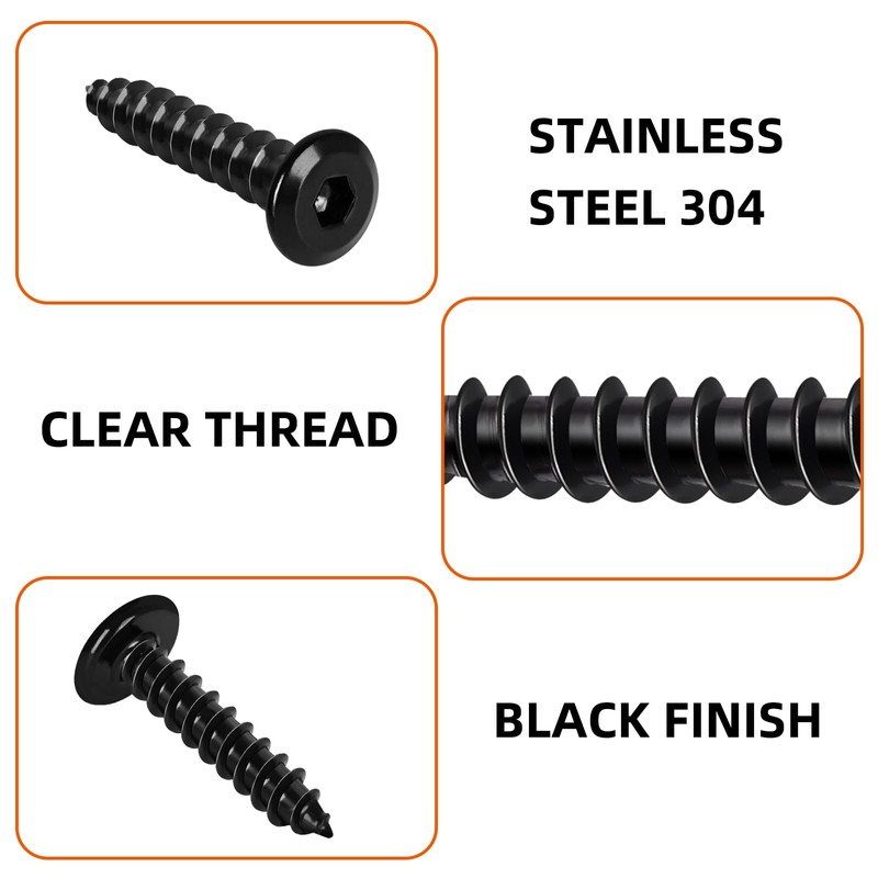 M6 x 25mm Flat Head Socket Cap Self Tapping Screws,