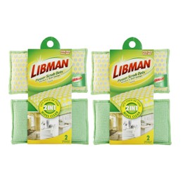 Libman 336 Power Scrub Dots - Esponja de cocina y baño (2 unidades, 4 esponjas)