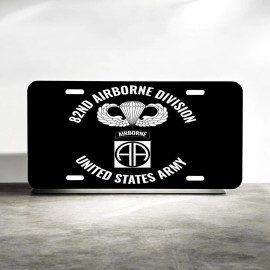 Unbranded 82nd Airborne Army Car Tag Laser Etched Black Metal License Plate