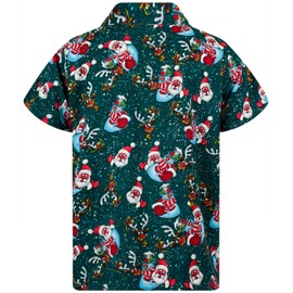 King Kameha Funky Hawaiian Shirt - Men's Short-Sleeved Front Pocket Hawaiian All-Over Print Christmas Shirt, Snowflakes - 6XL