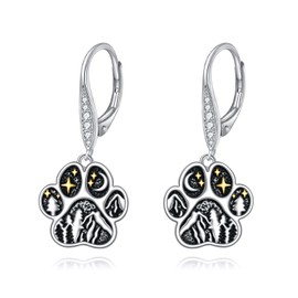 KZX Paw Print Earrings 925 Sterling Silver Dog Cat Jewelry Gifts for Women Cute Paw Print Earrings Pet Lover