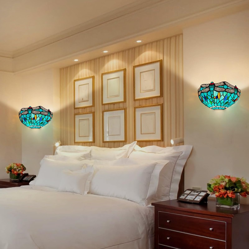 Capulina Tiffany Wall Sconces 12 Inches Wide 2-Light Vintage Sea