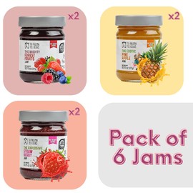 Assorted No Sugar Added Jams - 6 Pack (2x Strawberry, 2x Forest Fruits, 2x Pineapple) Made in Greece, No Preservatives, Gluten Free Healthy Fruit Spreads for Breakfast, Toasts