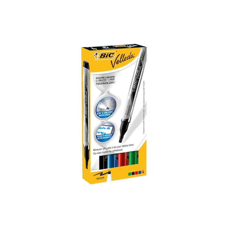 BIC Velleda Pocket Whiteboard Pens - Assorted Colours, Wallet of