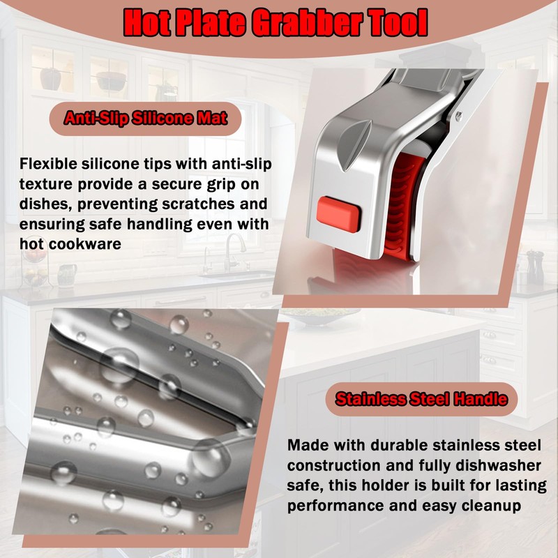 1Pcs Stainless Steel Hot Plate Gripper, Heat Insulation Holder Clip