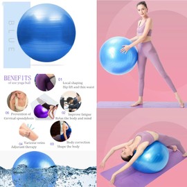 Kojoon Yoga Ball 55 cm Non-Slip Exercise Ball Gymnastics Ball Anti-Burst Fitness Balls Yoga Exercise Sitting Ball