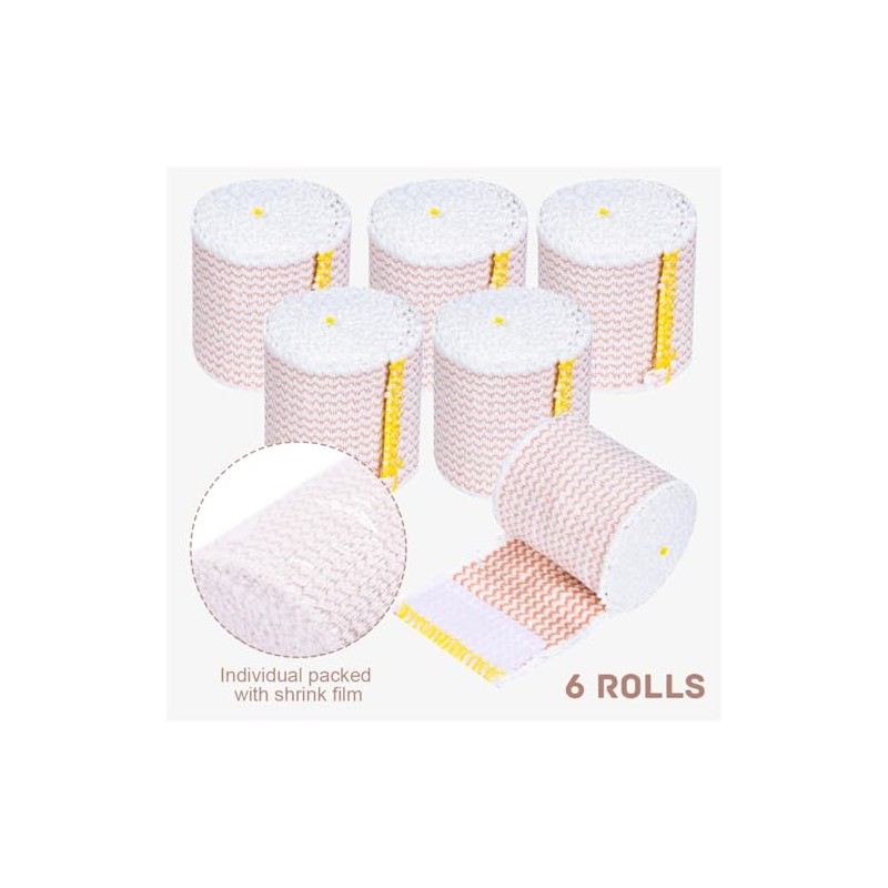 Compression Bandage, Elastic Bandage Wrap 6PCS Bandage Wrap Roll with