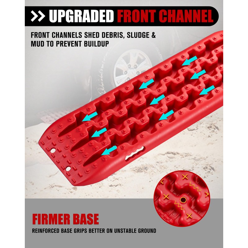 FieryRed Traction Boards Offroad, Recovery Boards with 2 Leashes and