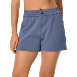 Colorfulkoala - Pantalones cortos deportivos de cintura alta para mujer, ultra suaves, informales, para verano, con bolsillos, Azul Niágara, XS