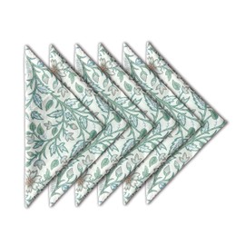 Craftbot Soft Cotton Printed Napkins 18x18 inches - Washable Thin Cloth Napkins Set of 6 - Everyday Use Party and Events - Sage Green Floral Pattern Indian Block Print Fabric, Sage Green and White