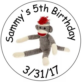 Unbranded 108 Sock Monkey Kisses Labels - Party Favors - Full Body Sock Monkey #2