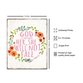 Religious Positive Quotes Wall Decor - God is Within Her She Will Not Fall - Spiritual Christian Gifts for Women - Inspirational Wall Art - Bible Verses Wall Art - Scripture Wall Art - God Wall Decor