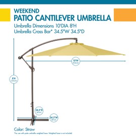 Duck Covers USWUMB12096 Weekend 10 Foot Cantilever, Straw Patio Umbrella