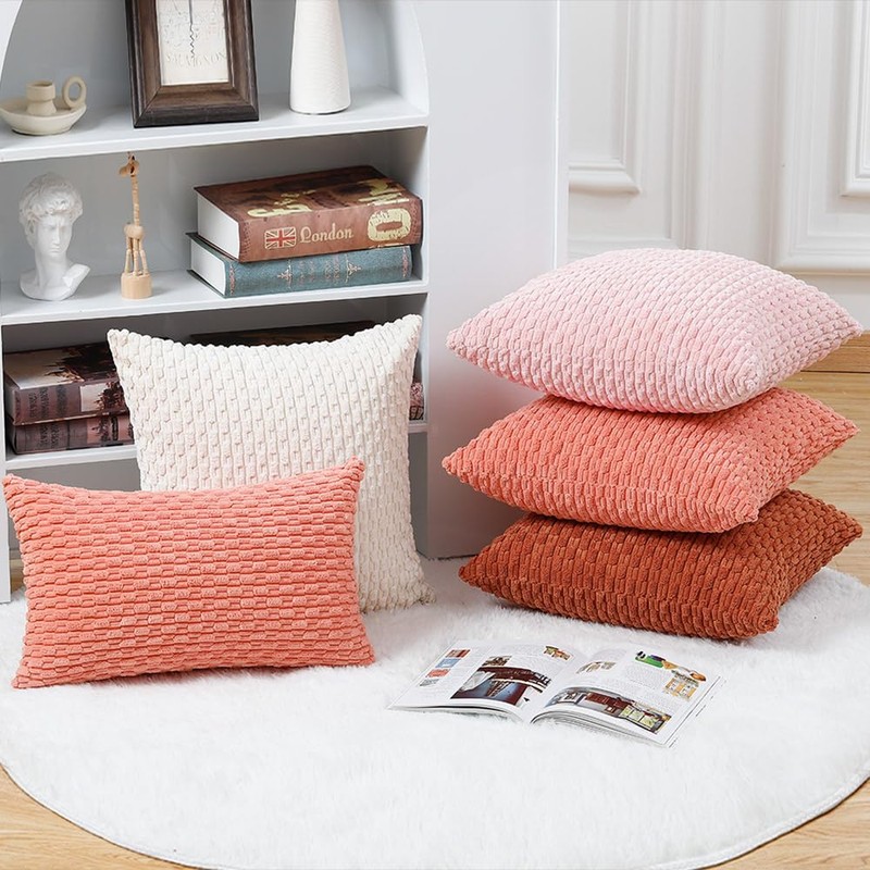 Madizz Pack of 2 Boho Corduroy Cushion Covers 16x16 inch,