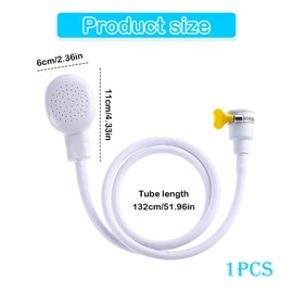 1.3 M Rubber Hose Bath Single Tap Shower Head, Push-On Handheld Shower Attachment for Bathroom, Kitchen Sink, Dog Shower, Hair Washing & Dresser Mixer Tap