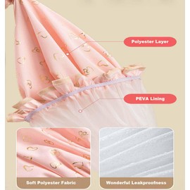 Yiapinn 2 Pcs Bath Caps Elastic Band Double Layers Waterproof Shower Caps With Ruffled Edge Covering Ears Keeping Hair Dry Kitchen Oil-proof Cap for Girls and Women