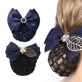 2 Stück Haarnetz, Haarnetz Dutt, Dutt Ballett Mädchen,Dutt Glitzer, Haarnetze Elastische für Krankenschwestern, Tänzerin, Flugbegleiter(Blau, Mit Strass）