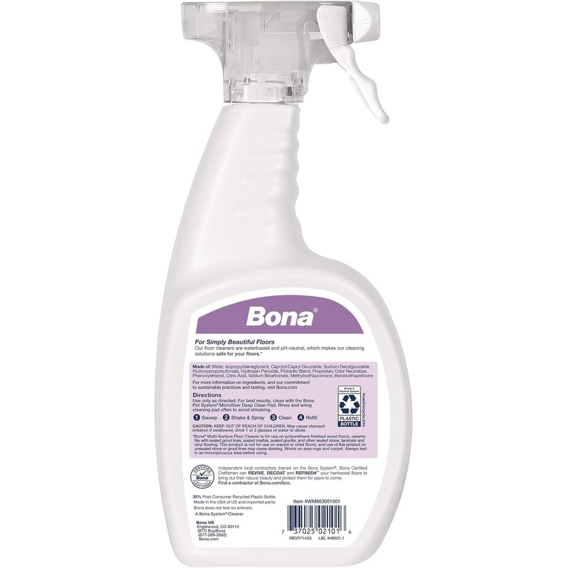 Bona Pet Spray Odor Eliminator, Cat Formulation, 32 fl oz,