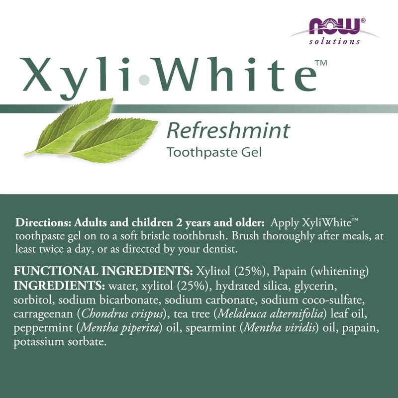 NOW Solutions, Xyliwhite Toothpaste Gel, Refreshmint, Cleanses and Whitens, Fresh