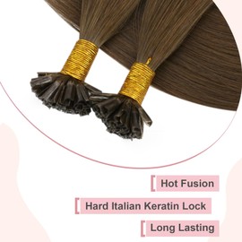 Easyouth U Tip Hair Extensions Human Hair Brown U Tip Human Hair Extensions Medium Brown Pre Bonded Hair Extensions Real Human Hair U Tip Extensions Hot Fusion Hair Brown 14 Inch 50g/50s