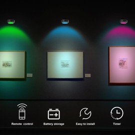 WRalwaysLX 1 Pack LED Wall Light, Black Shell and Color-Changing Plastic Wall Sconce with Remote Control for Living Room, Bedroom, Hallway...