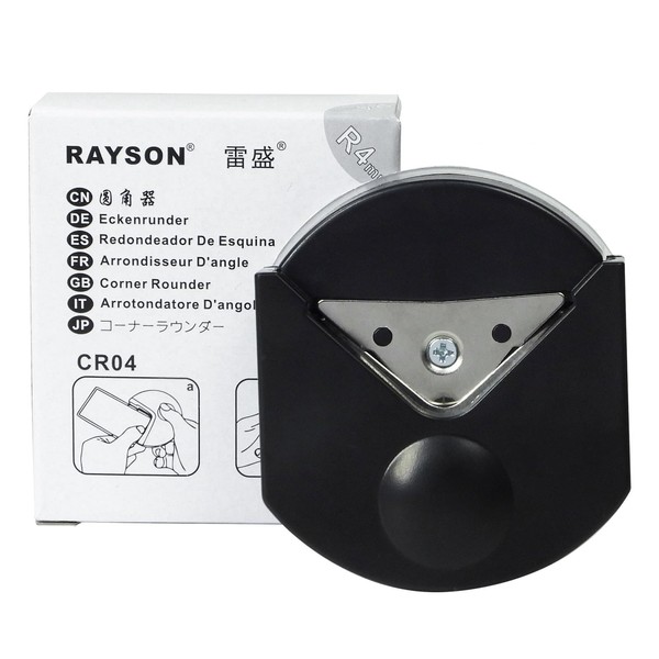 RAYSOONER CR04-BK Corner Rounder Cutter, 4mm, PVC, Paper and Plastic Cutter, Black