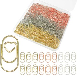 GUTE Heart Paper Clips 210Pcs 3 Colors Stainless Steel Office Desk