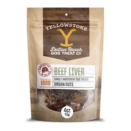 Yellowstone Limited Ingredient Dog Treats Beef Liver - Healthy Dog Treats Made in USA - Air Dried Beef Collagen Dog Jerky Treats - Crunchy & Chewy Dog Treats - Beef Dog Treats Jerky - 4 oz
