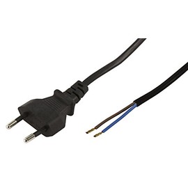 McPower with blank Ends Euro Power Cable Length 2.5 m 2x 0.75 mm² Black