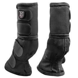 Harrison Howard Horse Fly Boots Perfect Contoured Fit Leg Guards Dense Mesh Boots with Ventilated Comfort Reliable Protection from Summer Elements Set of 2 Classic Black Large