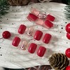 Christmas Press on Nails Short Square Red Fake Nails with