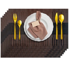 ADRIMER Placemats for Dining Table Set of 6, Woven Kitchen Table Mats, Non-Slip Heat Resistant and Washable Place Mat, 45 x 30cm